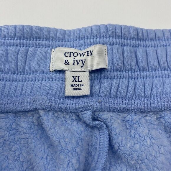 Crown & Ivy Blue Elastic Waist Jogger Sweatpants Sz XL Lounge Drawstring Cotton - Picture 5 of 7